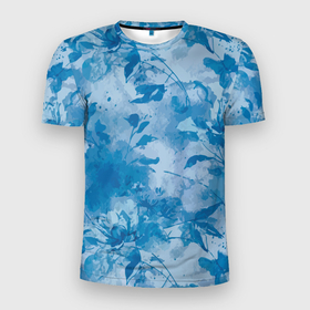 Мужская футболка 3D Slim с принтом Цветочный летний паттерн в Новосибирске, 100% полиэстер с улучшенными характеристиками | приталенный силуэт, круглая горловина, широкие плечи, сужается к линии бедра | abstraction | fashion | flowers | summer | абстракция | лето | мода | паттерн | цветы