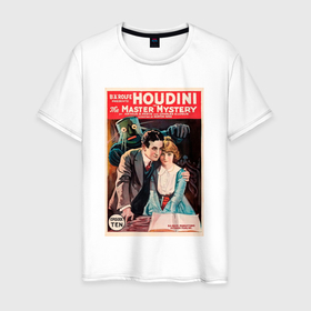 Мужская футболка хлопок с принтом Poster Harry Houdini (Episode Ten) , 100% хлопок | прямой крой, круглый вырез горловины, длина до линии бедер, слегка спущенное плечо. | Тематика изображения на принте: винтажный плакат | винтажный постер | гарри гудини | иллюзионист | плакат | постер | ретро | старый плакат | старый постер | эрик вайс