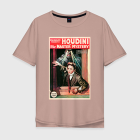 Мужская футболка хлопок Oversize с принтом Poster Harry Houdini (Episode Eight) , 100% хлопок | свободный крой, круглый ворот, “спинка” длиннее передней части | винтажный плакат | винтажный постер | гарри гудини | иллюзионист | плакат | постер | ретро | старый плакат | старый постер | эрик вайс