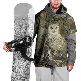 Накидка на куртку 3D с принтом Сова на абстрактном коричневом фоне в Новосибирске, 100% полиэстер |  | Тематика изображения на принте: camo | olive | owl | камуфляж | коричневый | оливковый | птица | сова