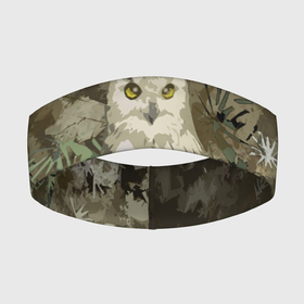 Повязка на голову 3D с принтом Сова на абстрактном коричневом фоне в Курске,  |  | camo | olive | owl | камуфляж | коричневый | оливковый | птица | сова