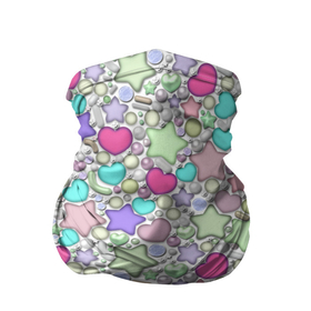 Бандана-труба 3D с принтом 3D узор с бусами и стразами , 100% полиэстер, ткань с особыми свойствами — Activecool | плотность 150‒180 г/м2; хорошо тянется, но сохраняет форму | 3d | beads | rhinestones | бусы | драгоценности | разноцветный | стразы