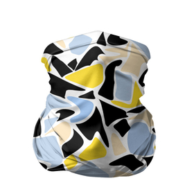 Бандана-труба 3D с принтом Абстрактный узор в желто голубых тонах на черном фоне в Петрозаводске, 100% полиэстер, ткань с особыми свойствами — Activecool | плотность 150‒180 г/м2; хорошо тянется, но сохраняет форму | abstract | blue and yellow | абстрактные фигуры | абстрактный узор | желтый