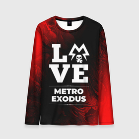 Мужской лонгслив 3D с принтом Metro Exodus Love Классика в Екатеринбурге, 100% полиэстер | длинные рукава, круглый вырез горловины, полуприлегающий силуэт | Тематика изображения на принте: exodus | hyperbeast | logo | love | metro | metro exodus | игра | игры | лого | логотип | метро | символ | эксодус