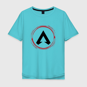 Мужская футболка хлопок Oversize с принтом Символ Apex Legends и красная краска вокруг в Кировске, 100% хлопок | свободный крой, круглый ворот, “спинка” длиннее передней части | apex | apex legends | legends | logo | апекс | игра | игры | краска | легент | лого | логотип | символ