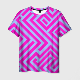Мужская футболка 3D с принтом Trend pattern в Белгороде, 100% полиэфир | прямой крой, круглый вырез горловины, длина до линии бедер | blue | gradient | pink | градиент | розовый | тренд | трендовые цвета