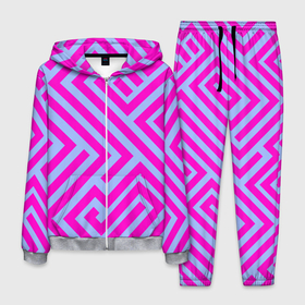Мужской костюм 3D с принтом Trend pattern , 100% полиэстер | Манжеты и пояс оформлены тканевой резинкой, двухслойный капюшон со шнурком для регулировки, карманы спереди | blue | gradient | pink | градиент | розовый | тренд | трендовые цвета