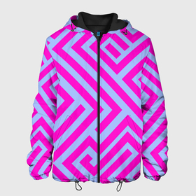 Мужская куртка 3D с принтом Trend pattern в Екатеринбурге, ткань верха — 100% полиэстер, подклад — флис | прямой крой, подол и капюшон оформлены резинкой с фиксаторами, два кармана без застежек по бокам, один большой потайной карман на груди. Карман на груди застегивается на липучку | blue | gradient | pink | градиент | розовый | тренд | трендовые цвета