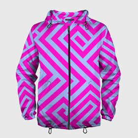 Мужская ветровка 3D с принтом Trend pattern в Кировске, 100% полиэстер | подол и капюшон оформлены резинкой с фиксаторами, два кармана без застежек по бокам, один потайной карман на груди | blue | gradient | pink | градиент | розовый | тренд | трендовые цвета