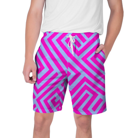 Мужские шорты 3D с принтом Trend pattern в Тюмени,  полиэстер 100% | прямой крой, два кармана без застежек по бокам. Мягкая трикотажная резинка на поясе, внутри которой широкие завязки. Длина чуть выше колен | Тематика изображения на принте: blue | gradient | pink | градиент | розовый | тренд | трендовые цвета