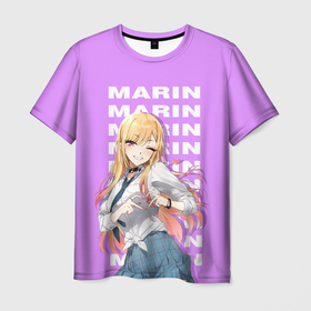 Мужская футболка 3D с принтом Marin Marin в Белгороде, 100% полиэфир | прямой крой, круглый вырез горловины, длина до линии бедер | аниме | девушка | жест | имя | марин | надпись | улыбка | школьница