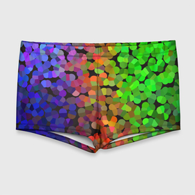 Мужские купальные плавки 3D с принтом Яркая палитра красок   блики , Полиэстер 85%, Спандекс 15% |  | Тематика изображения на принте: краски | мозаика | палитра | пятна | радуга | яркое