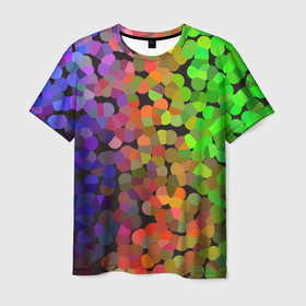 Мужская футболка 3D с принтом Яркая палитра красок   блики , 100% полиэфир | прямой крой, круглый вырез горловины, длина до линии бедер | Тематика изображения на принте: краски | мозаика | палитра | пятна | радуга | яркое