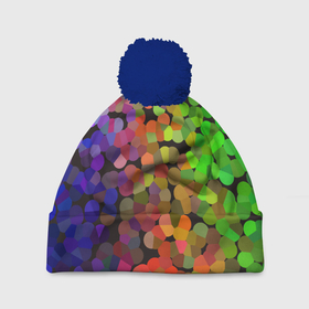 Шапка 3D c помпоном с принтом Яркая палитра красок   блики в Тюмени, 100% полиэстер | универсальный размер, печать по всей поверхности изделия | краски | мозаика | палитра | пятна | радуга | яркое