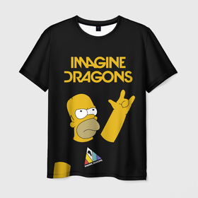 Мужская футболка 3D с принтом Imagine Dragons Гомер Симпсон Рокер в Екатеринбурге, 100% полиэфир | прямой крой, круглый вырез горловины, длина до линии бедер | dragons | gomer | homer | imagine | imagine dragons | simpson | simpsons | вообрази драконов | гомер | драгонс | дрэгонс | именджин | имэджин | рокер | симпсон | симпсоны