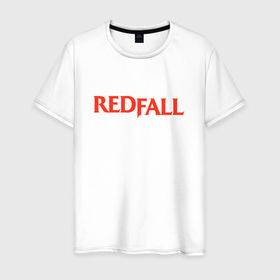 Мужская футболка хлопок с принтом Redfall logo в Кировске, 100% хлопок | прямой крой, круглый вырез горловины, длина до линии бедер, слегка спущенное плечо. | bethesda | game | games | redfall | бесезда | игра | игры | рэдфол
