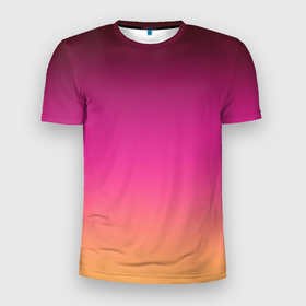 Мужская футболка 3D Slim с принтом Оранжево пурпурный градиент в Петрозаводске, 100% полиэстер с улучшенными характеристиками | приталенный силуэт, круглая горловина, широкие плечи, сужается к линии бедра | Тематика изображения на принте: gradient | trendy | градиент | оранжевый | полосы | пурпурный | размытые полосы | фон