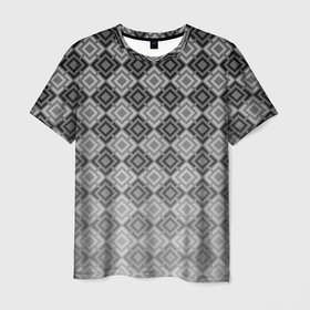 Мужская футболка 3D с принтом Геометрический узор в серых тонах градиент в Санкт-Петербурге, 100% полиэфир | прямой крой, круглый вырез горловины, длина до линии бедер | geometric | gradient | trendy | геометрический узор | градиент | серый | черно белый