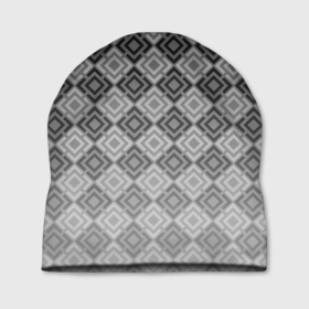 Шапка 3D с принтом Геометрический узор в серых тонах градиент в Санкт-Петербурге, 100% полиэстер | универсальный размер, печать по всей поверхности изделия | geometric | gradient | trendy | геометрический узор | градиент | серый | черно белый