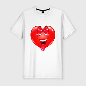 Мужская футболка хлопок Slim с принтом THE HEART IN LOVE в Петрозаводске, 92% хлопок, 8% лайкра | приталенный силуэт, круглый вырез ворота, длина до линии бедра, короткий рукав | влюбленное | красное | красочное | любовь | праздник | сердце