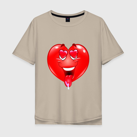 Мужская футболка хлопок Oversize с принтом THE HEART IN LOVE в Петрозаводске, 100% хлопок | свободный крой, круглый ворот, “спинка” длиннее передней части | влюбленное | красное | красочное | любовь | праздник | сердце