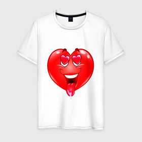 Мужская футболка хлопок с принтом THE HEART IN LOVE в Белгороде, 100% хлопок | прямой крой, круглый вырез горловины, длина до линии бедер, слегка спущенное плечо. | влюбленное | красное | красочное | любовь | праздник | сердце