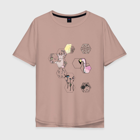Мужская футболка хлопок Oversize с принтом Кусочки лета , 100% хлопок | свободный крой, круглый ворот, “спинка” длиннее передней части | ботаника | ботанический | летний | лето | мозаика | пазл | растения | фламинго | цветочный | цветы