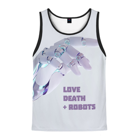 Мужская майка 3D с принтом Любовь. Смерть. Роботы: кто ты в Тюмени, 100% полиэстер | круглая горловина, приталенный силуэт, длина до линии бедра. Пройма и горловина окантованы тонкой бейкой | robot | robots | андроид | биоробот | будущее | искусственный интеллект | машина | механическая рука | разум | робот | роботы | рука | сериал | фантастика | фильм