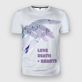 Мужская футболка 3D Slim с принтом Любовь. Смерть. Роботы: кто ты в Новосибирске, 100% полиэстер с улучшенными характеристиками | приталенный силуэт, круглая горловина, широкие плечи, сужается к линии бедра | Тематика изображения на принте: robot | robots | андроид | биоробот | будущее | искусственный интеллект | машина | механическая рука | разум | робот | роботы | рука | сериал | фантастика | фильм