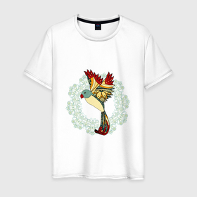 Мужская футболка хлопок с принтом Волшебный попугай в Новосибирске, 100% хлопок | прямой крой, круглый вырез горловины, длина до линии бедер, слегка спущенное плечо. | волшебство | магия | попугай | птица | сказка | узор | яркий | ярко