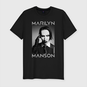 Мужская футболка хлопок Slim с принтом Marilyn Manson фото в Санкт-Петербурге, 92% хлопок, 8% лайкра | приталенный силуэт, круглый вырез ворота, длина до линии бедра, короткий рукав | Тематика изображения на принте: goth | gothic | manson | marilyn | metal | mm | music | rock | гот | готы | метал | мэнсон | мэрилин | рок