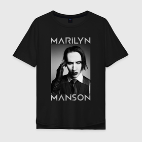 Мужская футболка хлопок Oversize с принтом Marilyn Manson фото , 100% хлопок | свободный крой, круглый ворот, “спинка” длиннее передней части | goth | gothic | manson | marilyn | metal | mm | music | rock | гот | готы | метал | мэнсон | мэрилин | рок