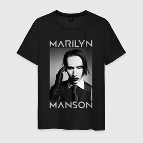Мужская футболка хлопок с принтом Marilyn Manson фото в Санкт-Петербурге, 100% хлопок | прямой крой, круглый вырез горловины, длина до линии бедер, слегка спущенное плечо. | Тематика изображения на принте: goth | gothic | manson | marilyn | metal | mm | music | rock | гот | готы | метал | мэнсон | мэрилин | рок