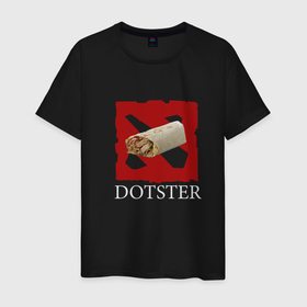 Мужская футболка хлопок с принтом Dotster в Санкт-Петербурге, 100% хлопок | прямой крой, круглый вырез горловины, длина до линии бедер, слегка спущенное плечо. | dota | dota 2 | антибренд | дота | еда | шаурма