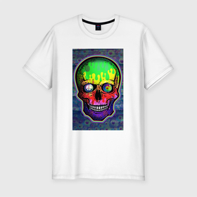 Мужская футболка хлопок Slim с принтом indie , 92% хлопок, 8% лайкра | приталенный силуэт, круглый вырез ворота, длина до линии бедра, короткий рукав | color | hippie | indie | peace | skull | веселый | радуга | хиппи | череп
