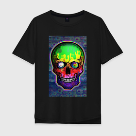 Мужская футболка хлопок Oversize с принтом indie в Курске, 100% хлопок | свободный крой, круглый ворот, “спинка” длиннее передней части | Тематика изображения на принте: color | hippie | indie | peace | skull | веселый | радуга | хиппи | череп