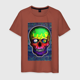 Мужская футболка хлопок с принтом indie в Петрозаводске, 100% хлопок | прямой крой, круглый вырез горловины, длина до линии бедер, слегка спущенное плечо. | Тематика изображения на принте: color | hippie | indie | peace | skull | веселый | радуга | хиппи | череп