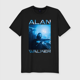 Мужская футболка хлопок Slim с принтом Alan Walker фото в Санкт-Петербурге, 92% хлопок, 8% лайкра | приталенный силуэт, круглый вырез ворота, длина до линии бедра, короткий рукав | alan | alan walker | walker | алан | алан уокер | вокер | волкер | уокер | уолкер | фото