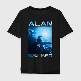 Мужская футболка хлопок Oversize с принтом Alan Walker фото в Тюмени, 100% хлопок | свободный крой, круглый ворот, “спинка” длиннее передней части | Тематика изображения на принте: alan | alan walker | walker | алан | алан уокер | вокер | волкер | уокер | уолкер | фото