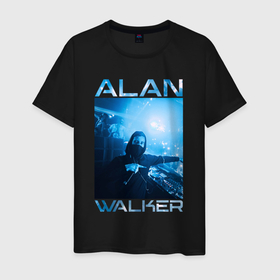 Мужская футболка хлопок с принтом Alan Walker фото в Новосибирске, 100% хлопок | прямой крой, круглый вырез горловины, длина до линии бедер, слегка спущенное плечо. | alan | alan walker | walker | алан | алан уокер | вокер | волкер | уокер | уолкер | фото
