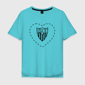 Мужская футболка хлопок Oversize с принтом Лого Sevilla в сердечке в Курске, 100% хлопок | свободный крой, круглый ворот, “спинка” длиннее передней части | club | football | logo | love | sevilla | клуб | лого | мяч | севилья | сердечко | символ | спорт | футбол | футболист | футболисты | футбольный