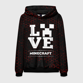 Мужская толстовка 3D с принтом Minecraft Love Классика в Новосибирске, 100% полиэстер | двухслойный капюшон со шнурком для регулировки, мягкие манжеты на рукавах и по низу толстовки, спереди карман-кенгуру с мягким внутренним слоем. | logo | love | minecraft | игра | игры | лого | логотип | майнкрафт | символ | соты