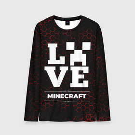 Мужской лонгслив 3D с принтом Minecraft Love Классика в Новосибирске, 100% полиэстер | длинные рукава, круглый вырез горловины, полуприлегающий силуэт | Тематика изображения на принте: logo | love | minecraft | игра | игры | лого | логотип | майнкрафт | символ | соты