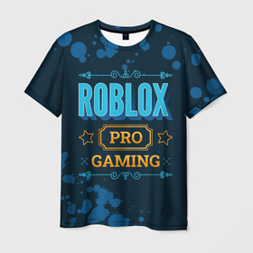 Мужская футболка 3D с принтом Игра Roblox: PRO Gaming в Екатеринбурге, 100% полиэфир | прямой крой, круглый вырез горловины, длина до линии бедер | logo | paint | pro | roblox | брызги | игра | игры | краска | лого | логотип | роблокс | символ
