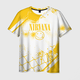 Мужская футболка 3D с принтом nirvana   нирвана   смайл в Новосибирске, 100% полиэфир | прямой крой, круглый вырез горловины, длина до линии бедер | nirvana | smile | курт кобейн | нирвана | смайл