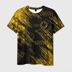 Мужская футболка 3D с принтом nirvana   смайл в Белгороде, 100% полиэфир | прямой крой, круглый вырез горловины, длина до линии бедер | nirvana | smile | курт кобейн | нирвана | смайл
