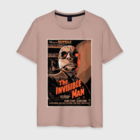 Мужская футболка хлопок с принтом The invisible man в Новосибирске, 100% хлопок | прямой крой, круглый вырез горловины, длина до линии бедер, слегка спущенное плечо. | horror | кино | постер | ретро | старый постер | ужастик | фильм | фильм ужасов | человек невидимка