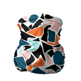 Бандана-труба 3D с принтом Абстрактный современный разноцветный узор в оранжево серых тонах в Петрозаводске, 100% полиэстер, ткань с особыми свойствами — Activecool | плотность 150‒180 г/м2; хорошо тянется, но сохраняет форму | Тематика изображения на принте: abstract pattern | blue | orange | абстрактный узор | оранжевый | синий