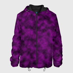 Мужская куртка 3D с принтом Черно пурпурная облачность в Белгороде, ткань верха — 100% полиэстер, подклад — флис | прямой крой, подол и капюшон оформлены резинкой с фиксаторами, два кармана без застежек по бокам, один большой потайной карман на груди. Карман на груди застегивается на липучку | abstract pattern | purple | бордовый | облака | пурпурный | размытие | черный