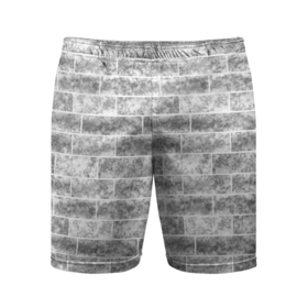 Мужские шорты спортивные с принтом Серая кирпичная стена стиль лофт в Курске,  |  | brick wall | loft | marble | texture | кирпичная стена | лофт | серый